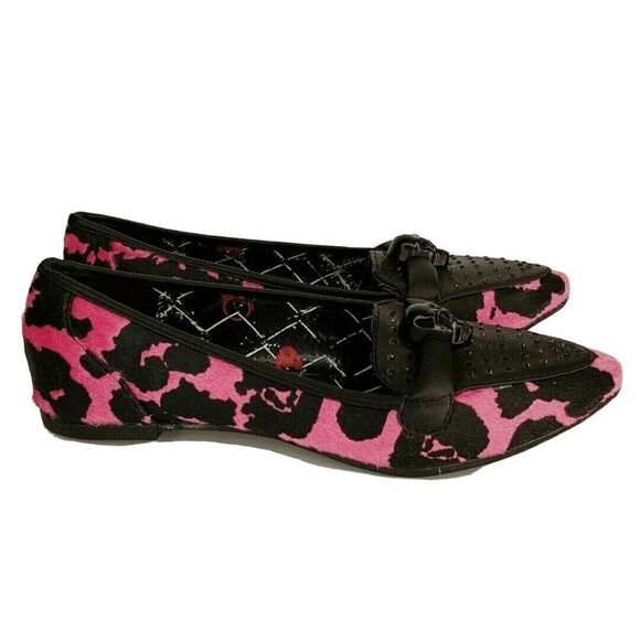 Abbey Dawn by Avril Lavigne Shoes Size 9 Pink Black Skull Rebel Yell Flats - Picture 5 of 10